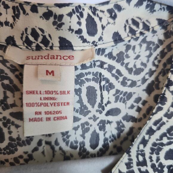 Sundance 100% Silk Boho Tunic Top Size M Embelished Floral Split V-Neck Peasant - Picture 10 of 10